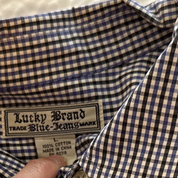LUCKY BRAND Single Needle Tailored Long Sleeve Button Up Shirt Men's L - Picture 2 of 5